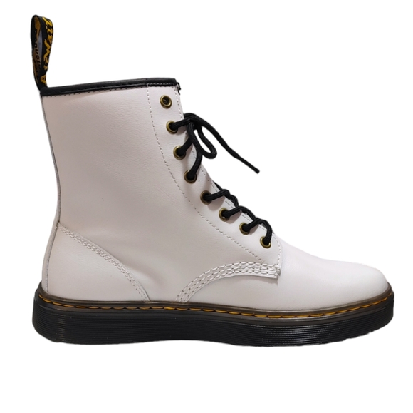 Dr. Martens Zavala White Leather Lace Up High Top Combat Boots Mens Size 8 - Picture 3 of 8